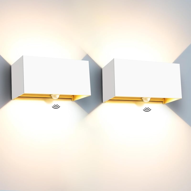 Kingwen 2x20 W LED fali lámpa mozgásérzékelővel fehér 3000 K meleg fehér IP65 állítható fényszög kültéri beltéri