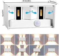 Kingwen 2x20 W LED fali lámpa mozgásérzékelővel fehér 3000 K meleg fehér IP65 állítható fényszög kültéri beltéri 2