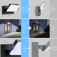 Kingwen 360° Forgatható LED Fali Lámpa 40W 3000lm - Fekete Kültéri-Beltéri Világítás IP65 Vízálló 6000K Hidegfehér Alumínium Modern Dizájn 4
