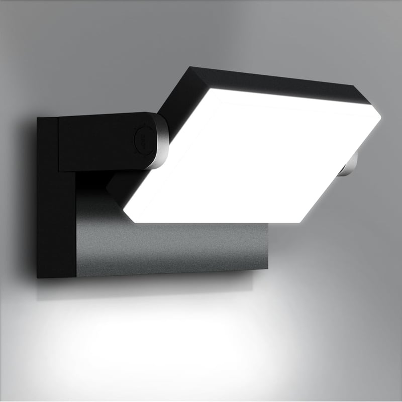 Kingwen 360° Forgatható LED Fali Lámpa 40W 3000lm - Fekete Kültéri-Beltéri Világítás IP65 Vízálló 6000K Hidegfehér Alumínium Modern Dizájn
