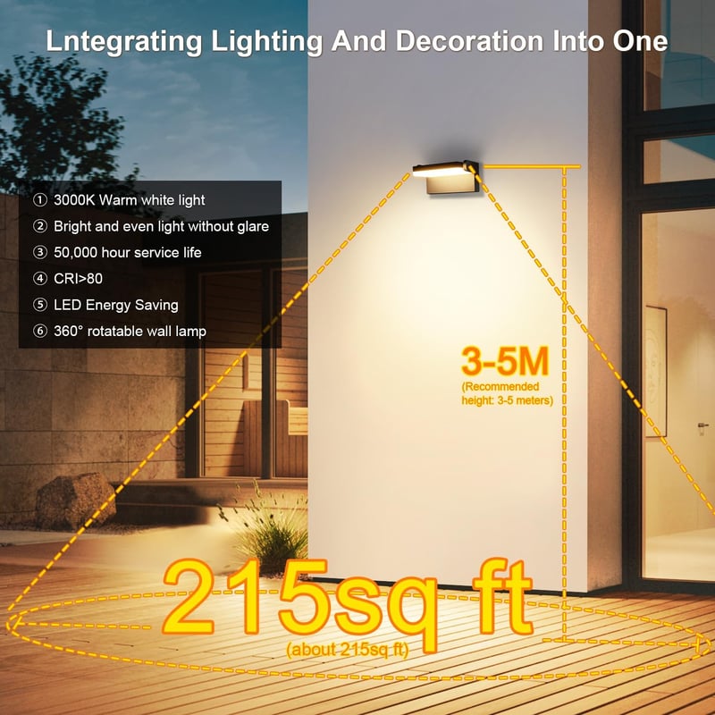 Kingwen 4 db LED kültéri fali lámpa 40W meleg fehér 3000K IP65 vízálló