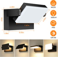 Kingwen 4 db LED kültéri fali lámpa 40W meleg fehér 3000K IP65 vízálló 2