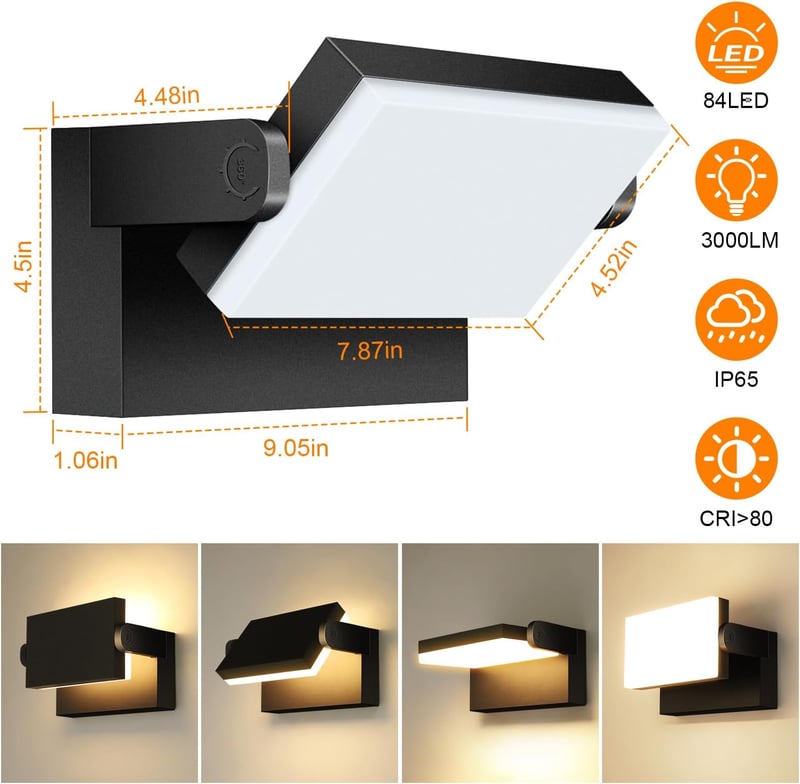 Kingwen 4 db LED kültéri fali lámpa 40W meleg fehér 3000K IP65 vízálló