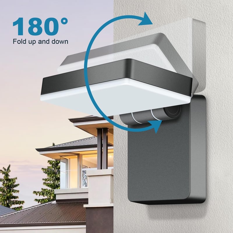 Kingwen 40W LED kültéri fali lámpa 3000K meleg fehér IP65 vízálló 180° összecsukható - 40w Black 3000k