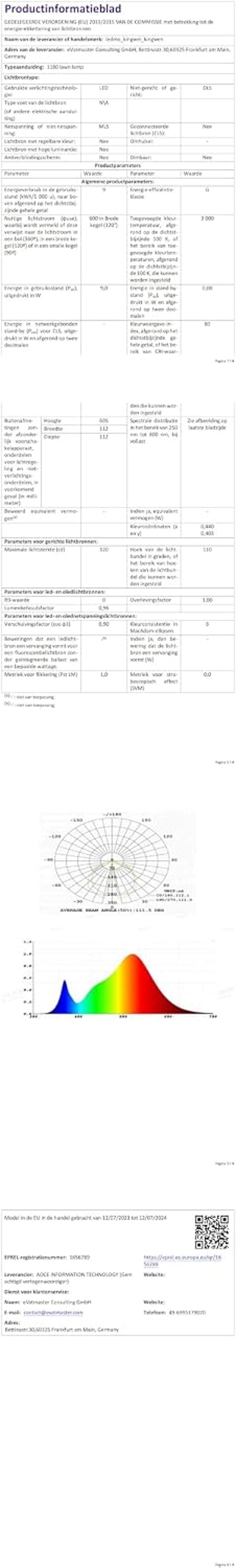 Kingwen LED kerti lámpa 9W 3000K IP65 60cm