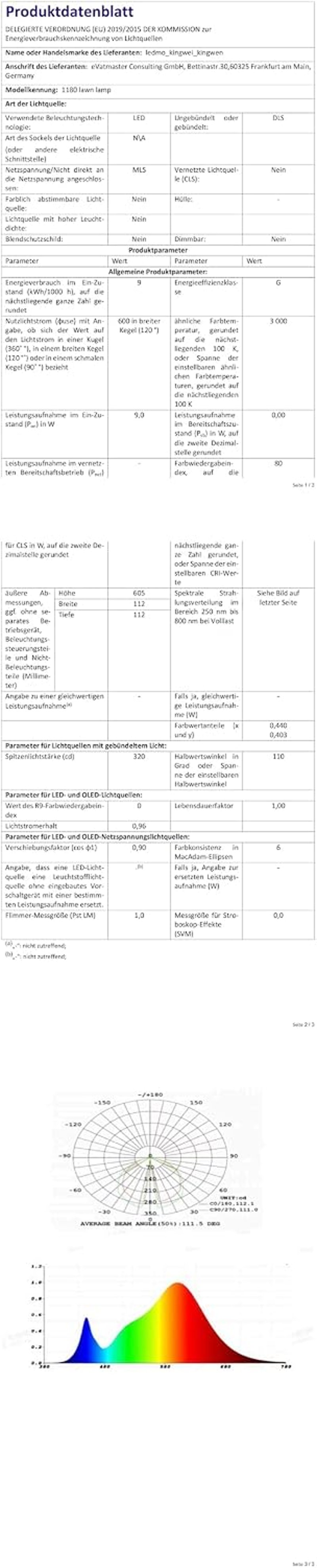 Kingwen LED kerti lámpa 9W 3000K IP65 60cm