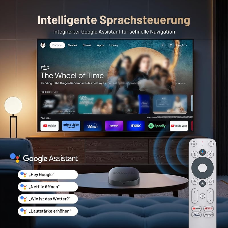 Kinhank 4K Google TV Box - HDR10+ UHD Médialejátszó, Netflix Tanúsított, 2GB+16GB, Kettős WiFi, Bluetooth 5.0, Hangvezérlés, Képernyőtükrözé