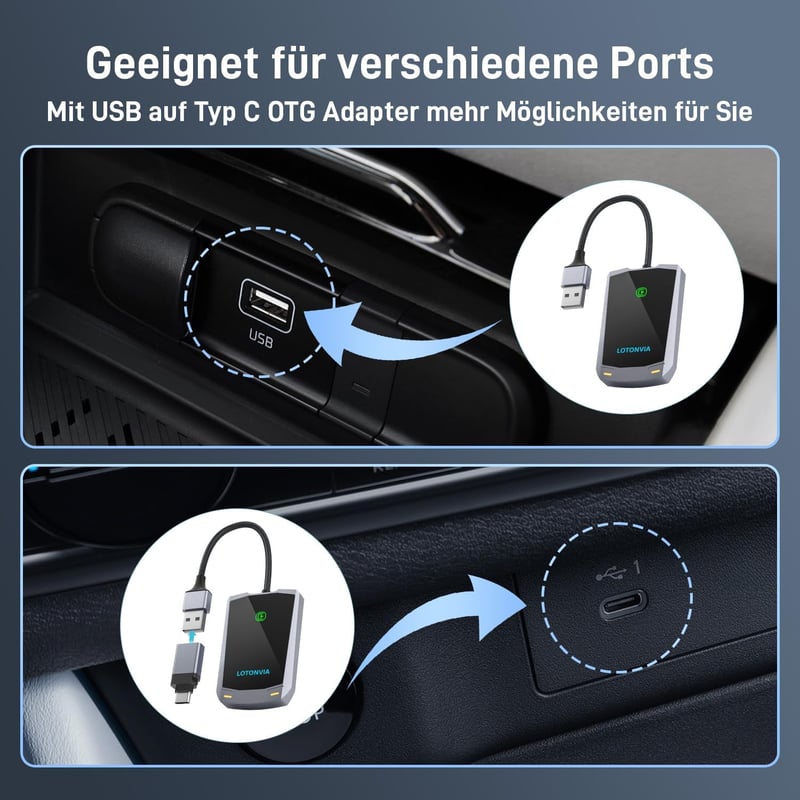 Kinhank Vezeték Nélküli CarPlay Adapter iPhone-hoz - Vezetékes Csatlakozás Átalakítása Wireless-re, BT5.2, 5.8G Wi-Fi, 2015+ Autókhoz, iOS 1
