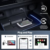 Kinhank Vezeték Nélküli CarPlay Adapter iPhone-hoz - Vezetékes Csatlakozás Átalakítása Wireless-re, BT5.2, 5.8G Wi-Fi, 2015+ Autókhoz, iOS 1 4