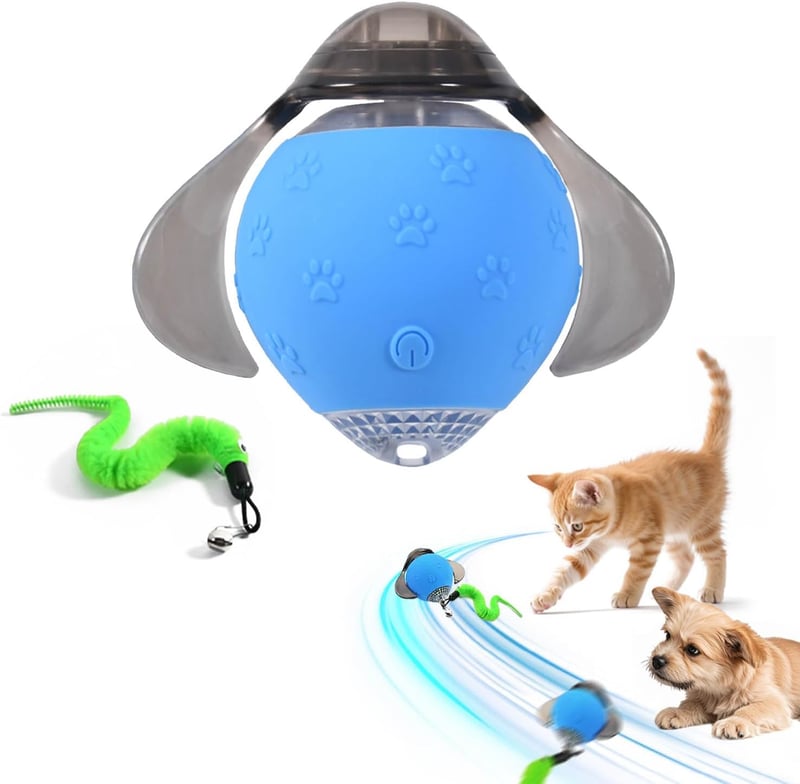 Kinizuxi Firefly interaktív elektromos labda macskáknak - kék, 3 mód, rugós farok