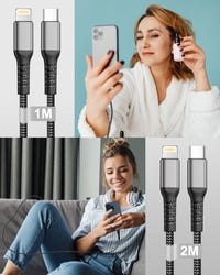 KINPEE USB-C to Lightning kábel 1m + 2m MFi tanúsított gyors töltés iPhone iPad 7