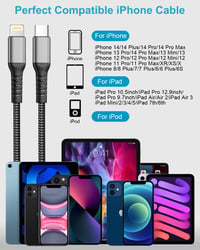 KINPEE USB-C to Lightning kábel 1m + 2m MFi tanúsított gyors töltés iPhone iPad 6