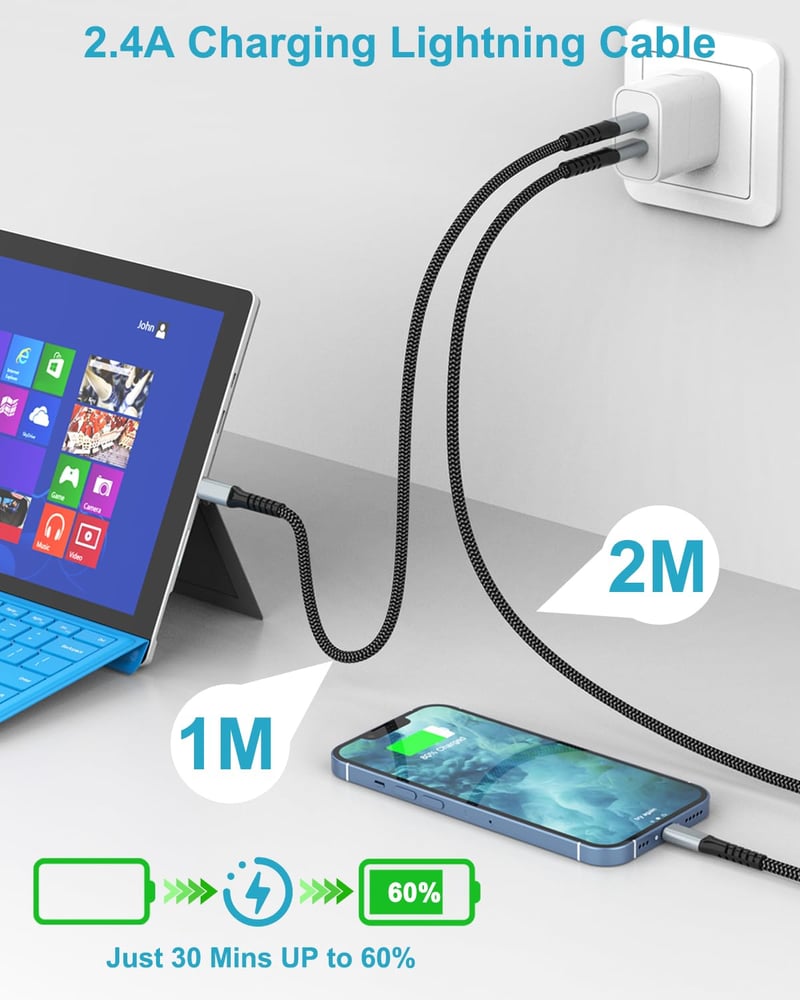 KINPEE USB-C to Lightning kábel 1m + 2m MFi tanúsított gyors töltés iPhone iPad