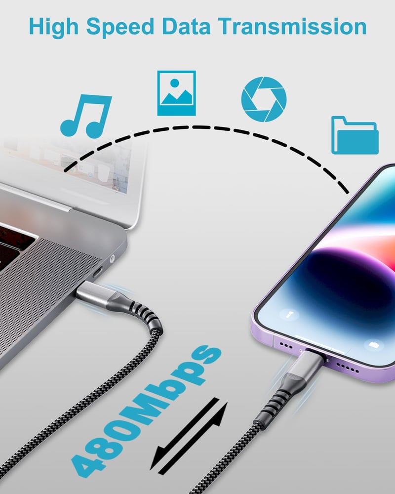 KINPEE USB-C to Lightning kábel 1m + 2m MFi tanúsított gyors töltés iPhone iPad