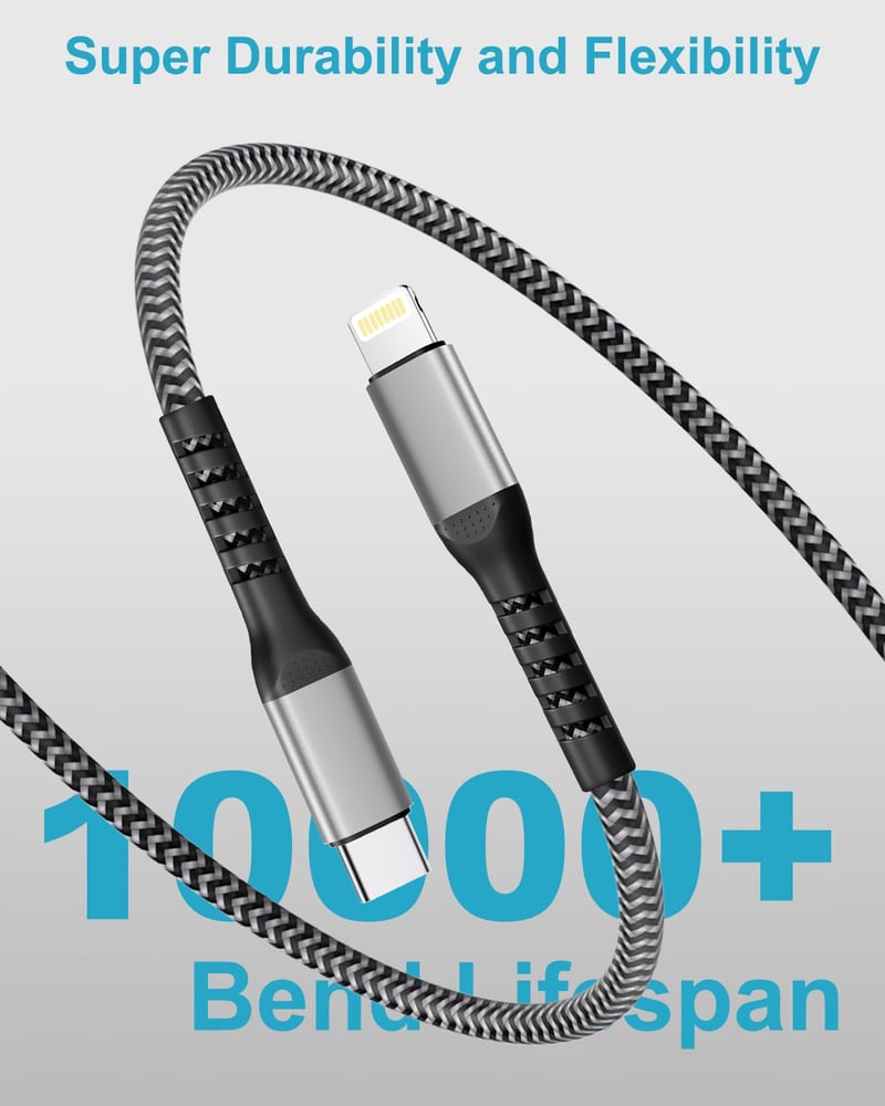 KINPEE USB-C to Lightning kábel 1m + 2m MFi tanúsított gyors töltés iPhone iPad