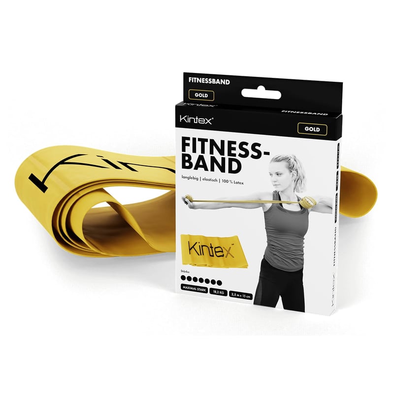 Kintex Fitness odporová guma 2,5 m x 15 cm, posilňovacia guma v 7 úrovniach odporu, 100 % latex, prenosná cvičebná pomôcka