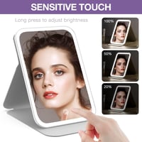 Kintion LED Sminkespegel 360° Forgó Asztali Tükör 3 Színű Világítással 4