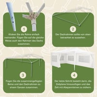 Foișor de grădină Kinzo 3x6 m, cu 6 pereți laterali, pereți laterali cu ferestre, înălțime la coamă 2,5 m, cort de petrecere impermeabil și rezistent la UV, alb 13