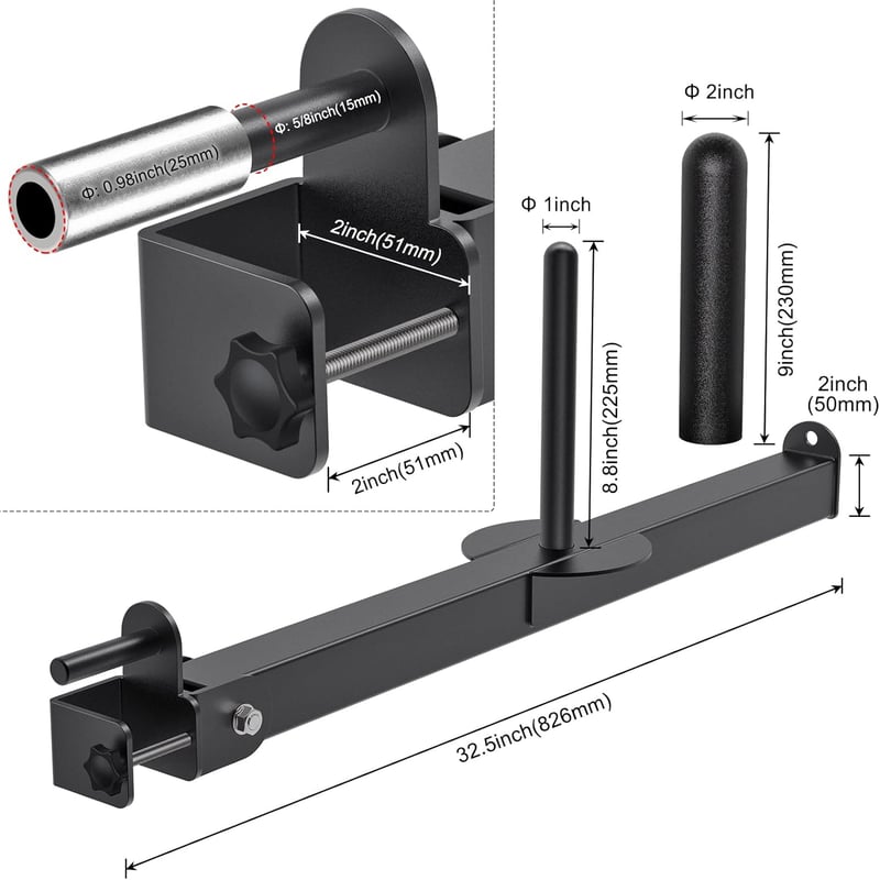 Kipika Övsegédes Guggolás Adapter 2"x2" és 3"x3" Erőkeretekhez - Kompatibilis 1" és 2" Súlytárcsákkal - Erőnléti Edzéshez