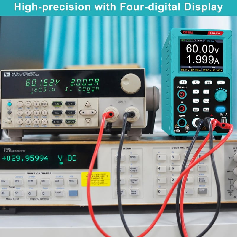 Kiprim DC605Pro 2-in-1 laboratóriumi tápegység multiméteres funkcióval, 0-60V, 0-5A, adattárolás