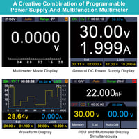 Kiprim DC605Pro 2-in-1 laboratóriumi tápegység multiméteres funkcióval, 0-60V, 0-5A, adattárolás 3