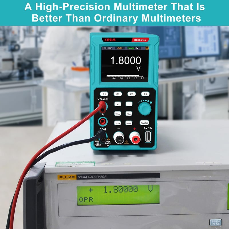 Kiprim DC605Pro 2-in-1 laboratóriumi tápegység multiméteres funkcióval, 0-60V, 0-5A, adattárolás