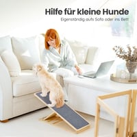 Kira and me Állítható Magasságú Fa Kutyalépcső - Összecsukható, Csúszásmentes Nyírfa Rámpa Kisméretű Kutyáknak, 30-50 cm Magasságig (Szürke, 4