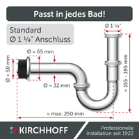 Set sifon pentru chiuvetă Kirchhoff, scurgere din oțel inoxidabil SUS 304, set sifon pentru lavoar 2