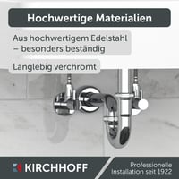 Sifon din oțel inoxidabil Kirchhoff pentru lavoar și chiuvetă, cu gardă hidraulică, element de scurgere, scurgere pentru baie, crom 7