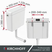 WC nádržka Kirchhoff, biela, 6-9 litrov, s úsporným splachovacím tlačidlom, možnosť montáže z troch strán, nástenné vyhotovenie 5