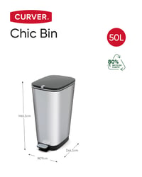 Pedálový odpadkový kôš KIS Chic Bin, farba oceľ, 45 litrov, 44,5x29x60,5 cm, s protišmykovou základňou a krúžkom na uchytenie vreca 4