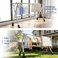 Uscător de rufe pliabil Kiseely 240 cm, suport din oțel inoxidabil pentru interior și exterior cu 24 de cârlige și 12 cleme, 160 cm 6