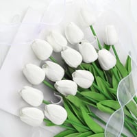 Kisflower 12 db Művirág Tulipán Latex Fehér Dekoráció Otthon Iroda Esküvő 1
