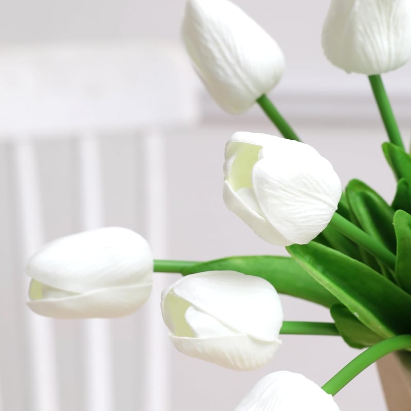 Kisflower 12 db Művirág Tulipán Latex Fehér Dekoráció Otthon Iroda Esküvő