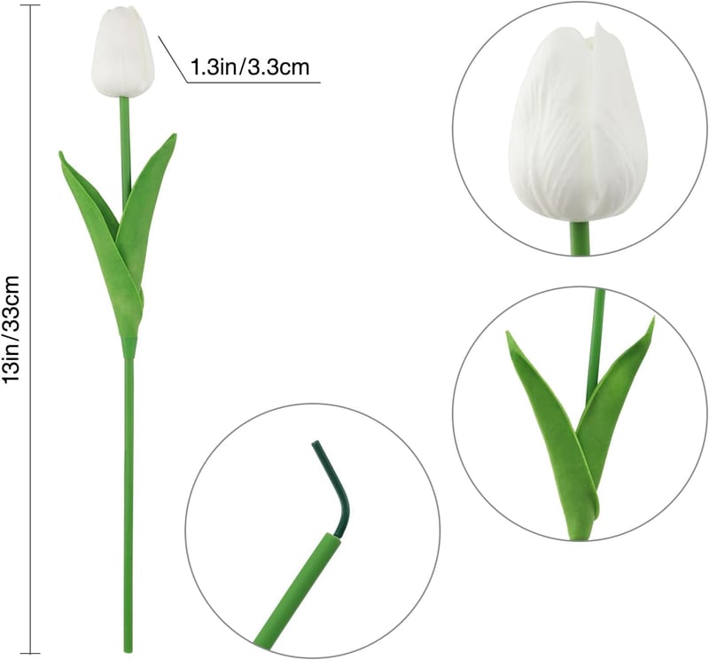 Kisflower 12 db Művirág Tulipán Latex Fehér Dekoráció Otthon Iroda Esküvő