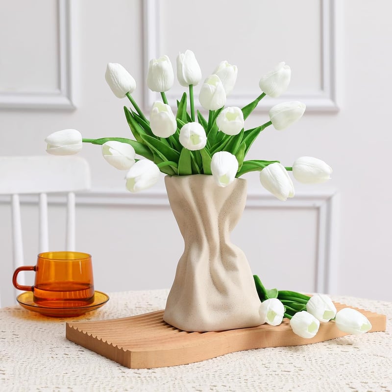 Kisflower 12 db Művirág Tulipán Latex Fehér Dekoráció Otthon Iroda Esküvő