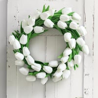 Kisflower 12 db Művirág Tulipán Latex Fehér Dekoráció Otthon Iroda Esküvő 3