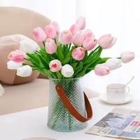 Kisflower 12 db Művirág Tulipán Latex Fehér Dekoráció Otthon Iroda Esküvő 4
