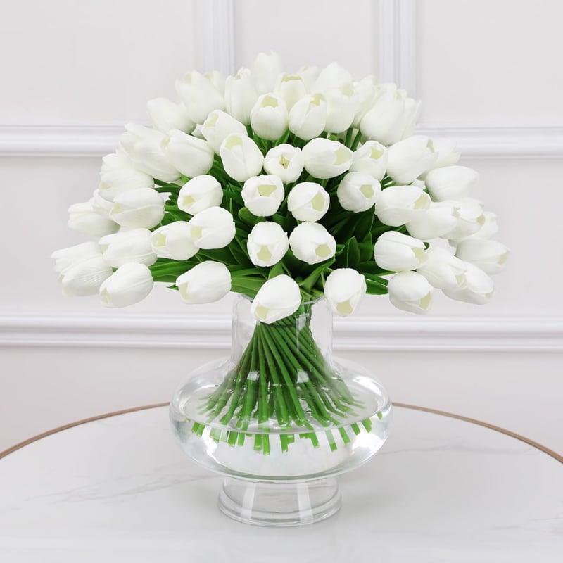 Kisflower 12 db Művirág Tulipán Latex Fehér Dekoráció Otthon Iroda Esküvő
