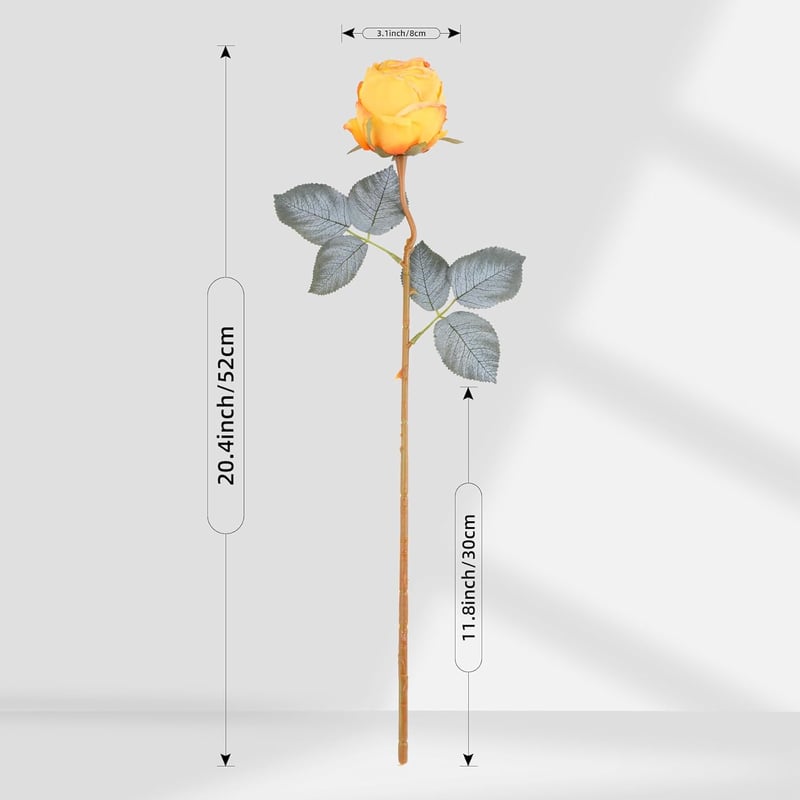 Kisflower Selyem Műrózsa Csomag - 10 db Sárga Hosszúszárú Művirág 52 cm, Élethű Dekoráció Esküvőre, Otthonba, Irodába