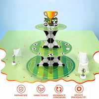Suport pentru tort Kisstta cu 3 niveluri, tematică fotbal, cu clește pentru zahăr, stand din carton pentru brioșe de aniversare, decorațiune de masă, decor pentru petreceri, verde 5