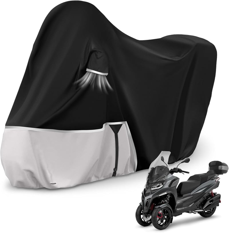 Kistrba Piaggio MP3 400/500 motoros ponyva csizmával, 420D Oxford, vízálló - fekete