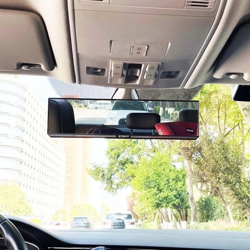 Kitbest Széles Látószögű Visszapillantó Tükör 30cm - Univerzális Csíptetős Panoráma Tükör Autóhoz, SUV-hoz, Teherautóhoz Holttér Csökkentéss