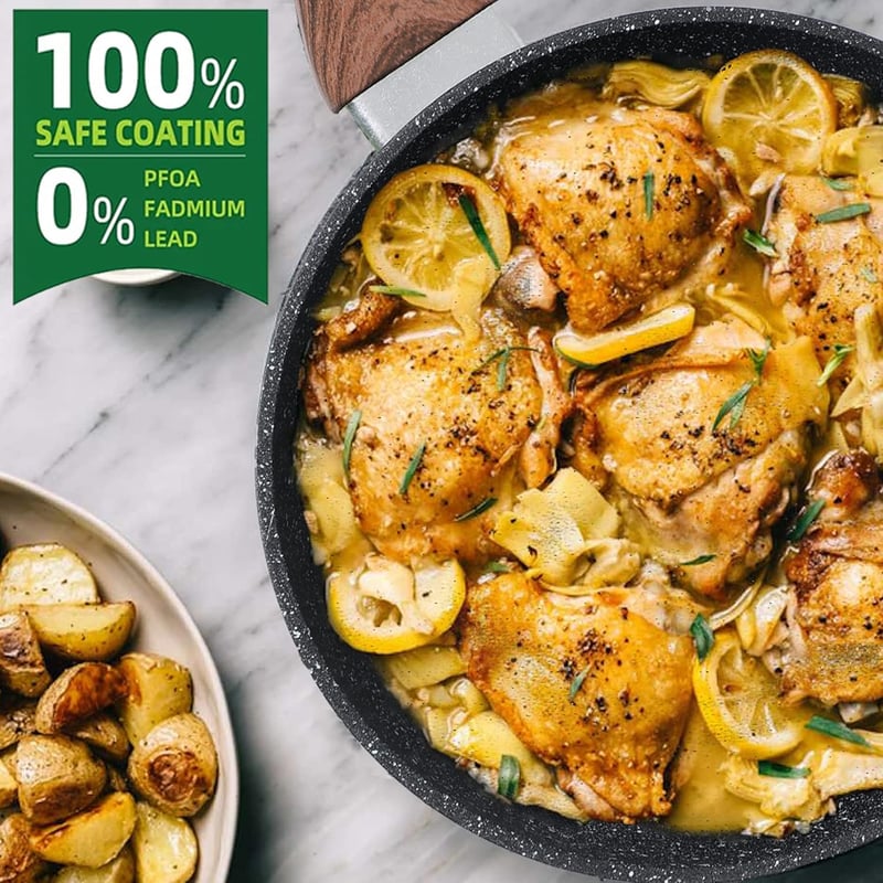 Kitchen Academy Gránit Bevonatos 12 Részes Edénykészlet Serpenyővel, Fazékkal és Konyhai Eszközökkel, Indukcióhoz Alkalmas