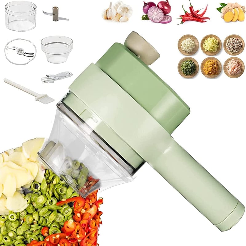 Kitchen Goods 4 az 1-ben elektromos zöldségvágó, hordozható akkumulátoros aprító és húsvágó gép