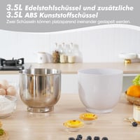 Kitchen in the box 3,5 literes kétkacsás konyhai robotgép, 10 fokozatú dagasztógép fehér 2