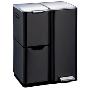 KITCHEN MOVE HAJA pedalna kanta za selektivno odvajanje otpada 60L (13+17+30L) crni nehrđajući čelik, 3 odjeljka za kuhinju (stanje: vidi 2. sliku)