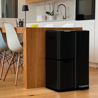 KITCHEN MOVE HAJA odpadkový kôš na triedený odpad s pedálom 60 l (13 + 17 + 30 l), nehrdzavejúca oceľ, čierny, 47 x 39 x 71,9 cm 2