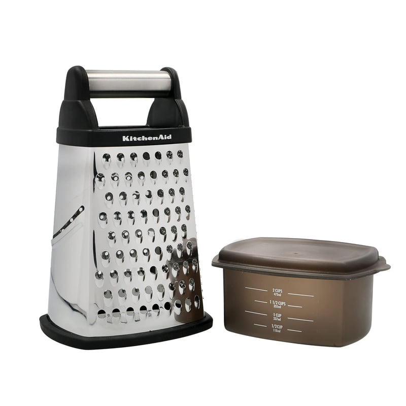 Štvorstranné nerezové strúhadlo KitchenAid s krájačom, strúhadlom a zesterom, čierne