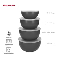 Súprava 4 misiek na prípravu jedla KitchenAid s viečkami – antracitová sivá, 380 ml, 4 ks 3